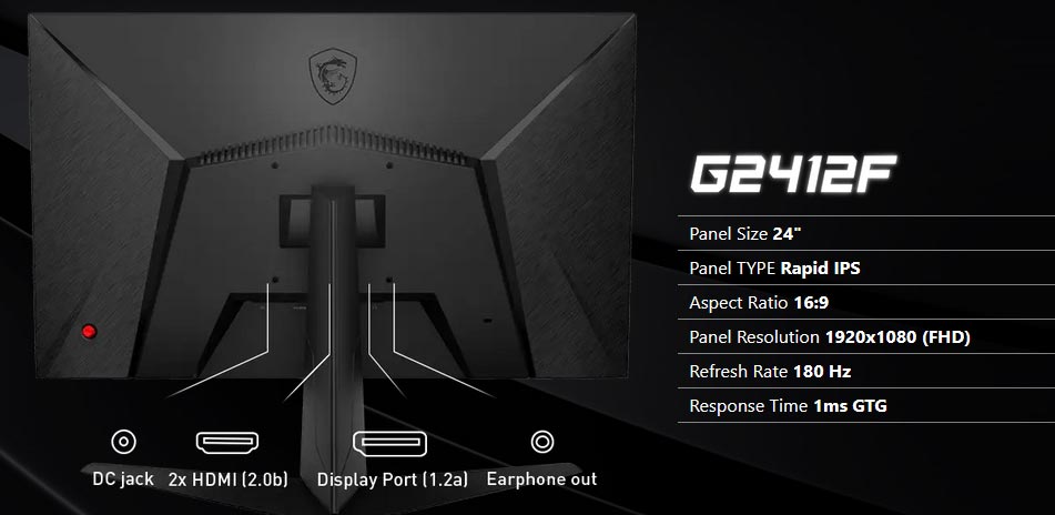 MSI G2412F 180Hz IPS Gaming Moniteur | MYO-G2412F