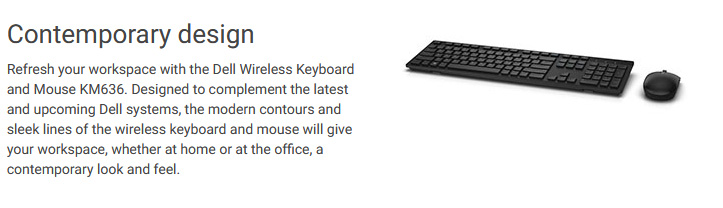 Dell KM636 Noir Pack Clavier & Souris sans-fil | 580-ADUZ