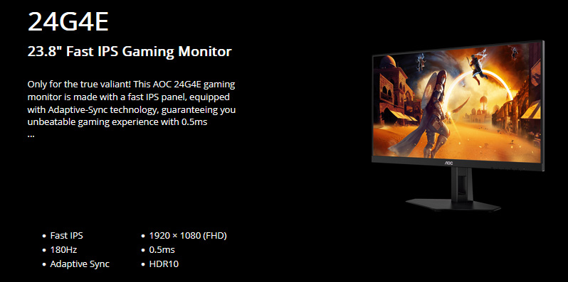 AOC 24G4E 24 Pouces Fast IPS Gaming Moniteur | 27G4E