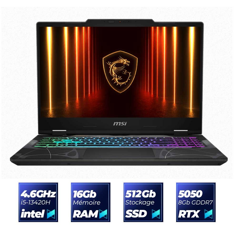 MSI Cyborg 15 B13W RTX 5050 Gaming PC Portable B13WEKG-669FR
