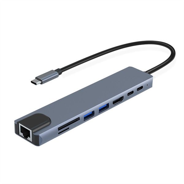 Adaptateur de Lecteur de Carte SD/TF 8-en-1 USB-C - Connectivité Polyvalente pour une Expérience Complète L'adaptateur de lecteur de carte SD/TF 8-en-1 USB-C est l'accessoire essentiel pour étendre les fonctionnalités de votre appareil USB-C. Avec une connectivité polyvalente et des caractéristiques avancées, cet adaptateur offre une solution complète pour vos besoins de connectivité. Caractéristiques Clés : 1. Ports de Carte SD/TF 8-en-1 Lecteur de Carte SD/TF: Transférez facilement des fichiers depuis vos cartes mémoire avec des ports dédiés pour SD et microSD. Port USB-C Power Delivery (PD): Chargez votre appareil USB-C tout en utilisant d'autres ports. 2. Sortie HDTV 4K Port HDTV 4K: Profitez d'une résolution 4K pour une expérience visuelle exceptionnelle. 3. Port RJ45 Gigabit Ethernet Port Ethernet Gigabit: Assure une connexion réseau rapide et stable, idéale pour le travail en ligne. 4. Ports USB-C 3.0/3.1 et USB 3.0 Port USB-C 3.0/3.1: Permet la connexion de périphériques USB-C pour le transfert de données rapide. Port USB 3.0: Connectez des périphériques USB standard avec des vitesses de transfert élevées. 5. Port USB-C PD Port USB-C PD: Fournit une alimentation suffisante pour charger votre appareil tout en utilisant d'autres ports. 6. Sortie Audio 3,5 mm Port Audio 3,5 mm: Connectez vos écouteurs ou un microphone pour une expérience audio immersive. 7. Design Compact et Portable Compact et léger, cet adaptateur est facilement transportable, parfait pour une utilisation en déplacement. 8. Plug-and-Play Aucun pilote requis, l'installation est simple et rapide pour une utilisation immédiate. 9. Compatibilité Universelle Compatible avec une large gamme d'appareils USB-C, y compris les ordinateurs portables, les tablettes et les smartphones. 10. Robustesse et Durabilité La construction de haute qualité assure une durabilité exceptionnelle pour une utilisation quotidienne. Transformez votre appareil USB-C en une station complète avec l'Adaptateur de Lecteur de Carte SD/TF 8-en-1. Commandez le vôtre dès maintenant et profitez d'une connectivité étendue pour une expérience informatique optimale. Connectez-vous sans compromis, travaillez et divertissez-vous en toute simplicité avec l'Adaptateur 8-en-1 USB-C.