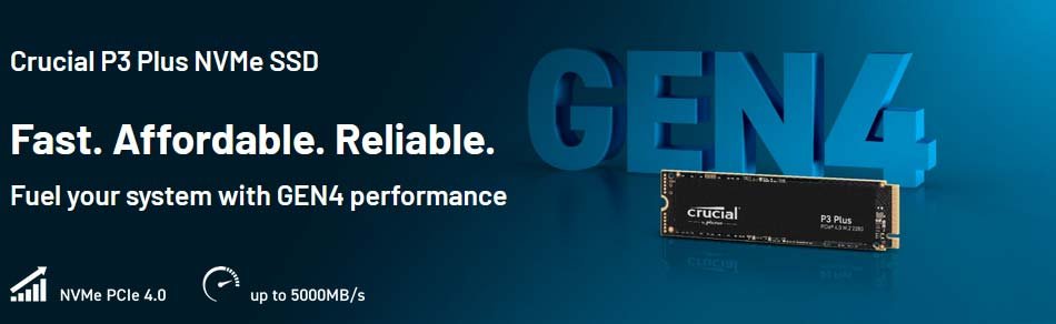 Crucial P3 Plus Gen4 1Tb NVMe M.2 SSD | CT1000P3PSSD8 Crucial P3 Plus Gen4 1Tb NVMe M.2 SSD | CT1000P3PSSD8