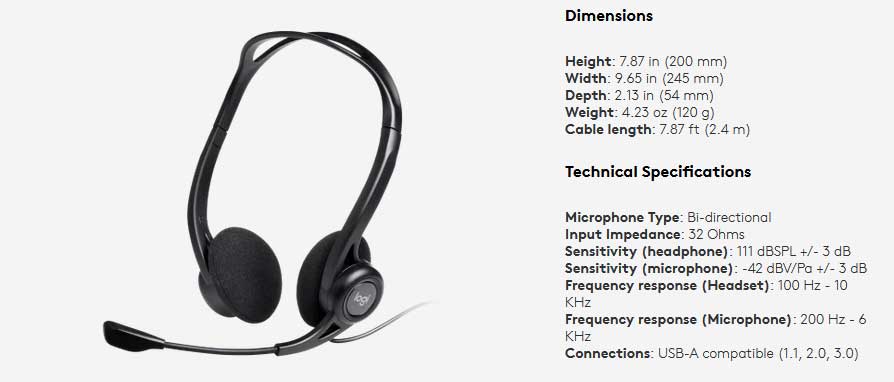 Logitech 960 USB Casque Headset | 981-000100 Logitech 960 USB Casque Headset | 981-000100
